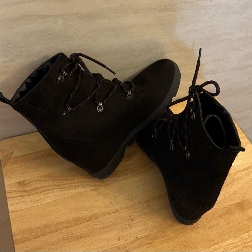 Serra Wedge Heel Lace-Up Faux Suede Boots - Picture 6 of 10